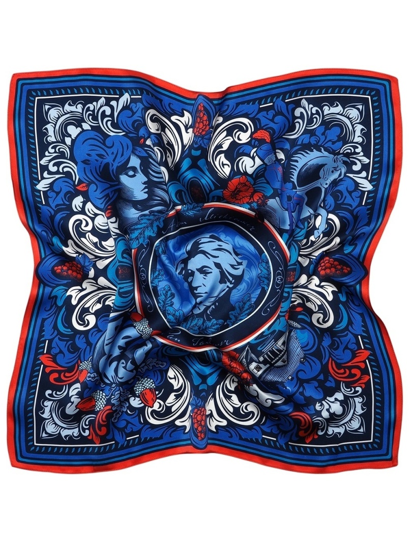 PJ-400 Poszetka jedwabna dwustronna Adam Mickiewicz 30x30cm